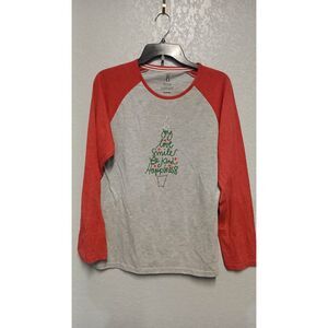 Red and Grey Christmas shirt Size Medium Ladies